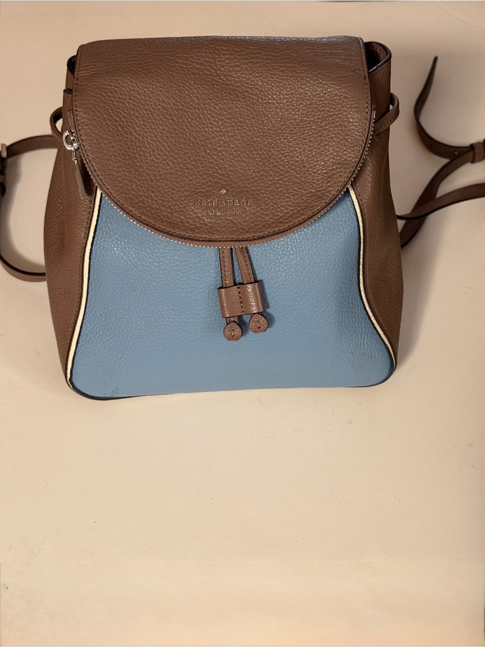 kate spade Brown and Blue Pebbled Leather Backpack